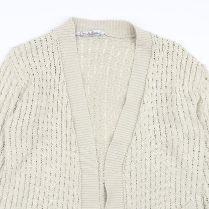 Womens UK Size M Pure & Natural Beige Cardigan Jumper
