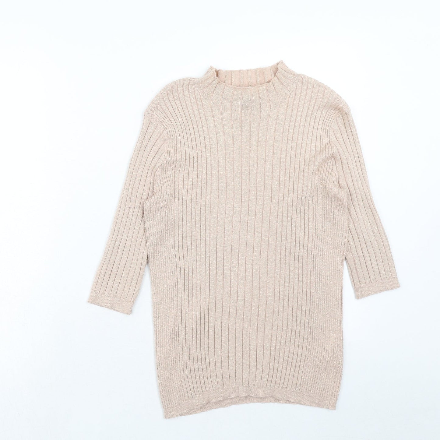 Atmosphere Womens Pink Mock Neck Herringbone Viscose Pullover Jumper Size 12