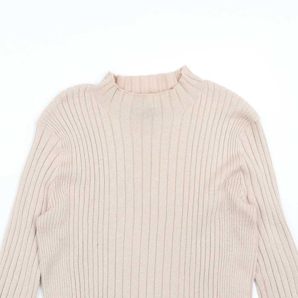 Atmosphere Womens Pink Mock Neck Herringbone Viscose Pullover Jumper Size 12