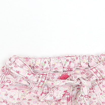 Matalan Girls Pink Geometric Cotton Cropped Trousers Size 9 Months Button