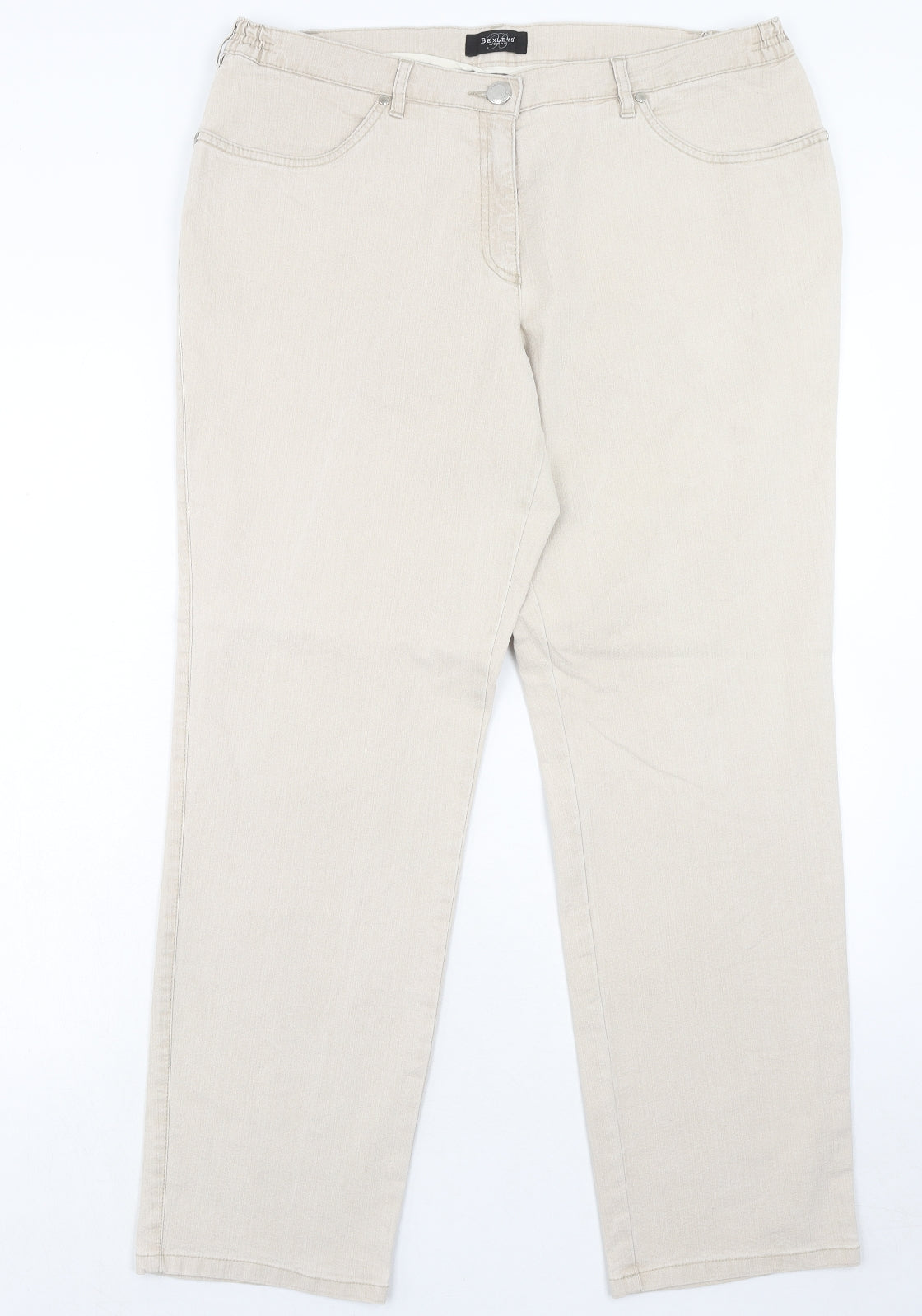 BE XLEYS Womens Beige Cotton Straight Jeans Size 38 in Regular Zip