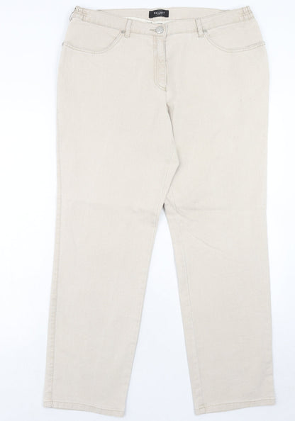 BE XLEYS Womens Beige Cotton Straight Jeans Size 38 in Regular Zip
