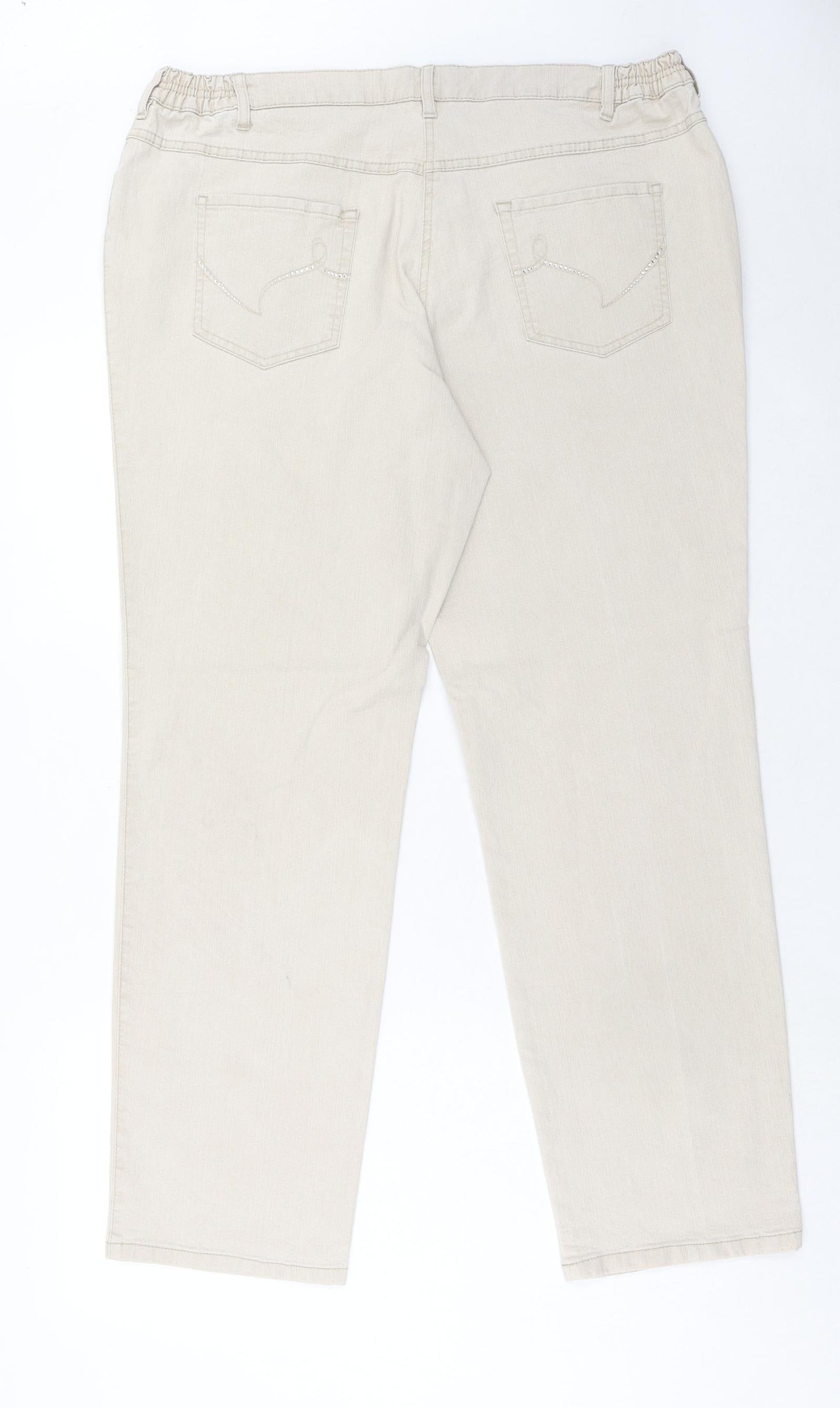 BE XLEYS Womens Beige Cotton Straight Jeans Size 38 in Regular Zip
