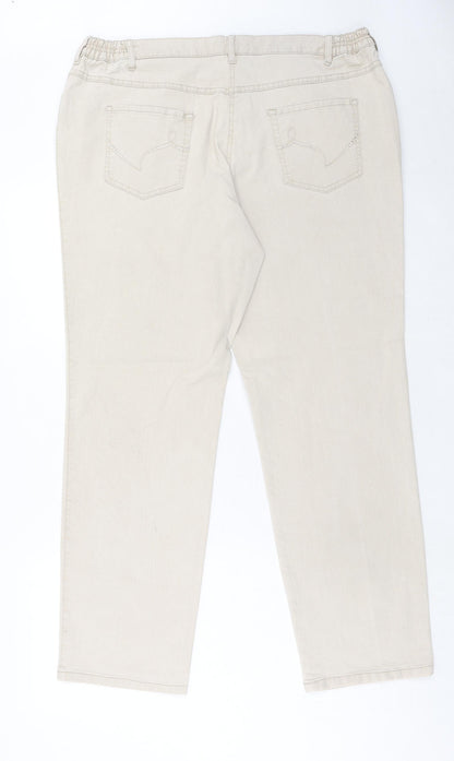 BE XLEYS Womens Beige Cotton Straight Jeans Size 38 in Regular Zip
