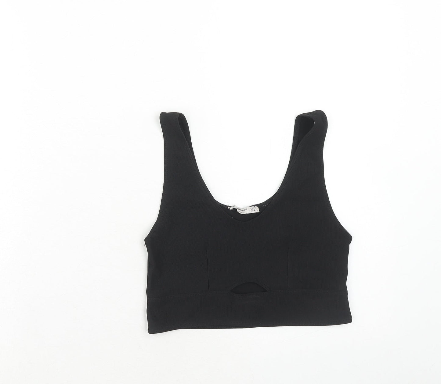 Womens UK Size S Stradivarius Black Cropped Tank