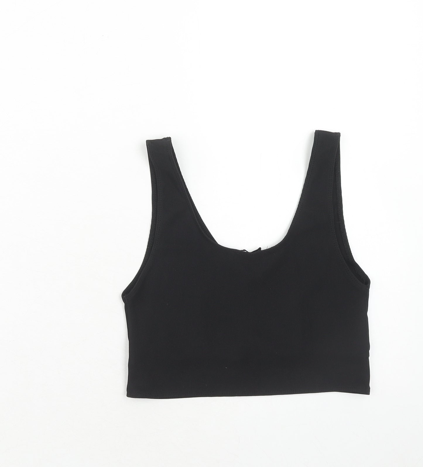Womens UK Size S Stradivarius Black Cropped Tank