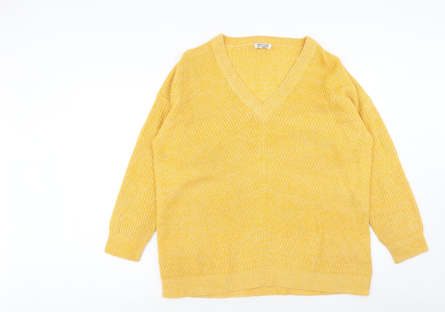 JD Wiliams Womens Yellow V-Neck Acrylic Pullover Jumper Size M - Size 18-22