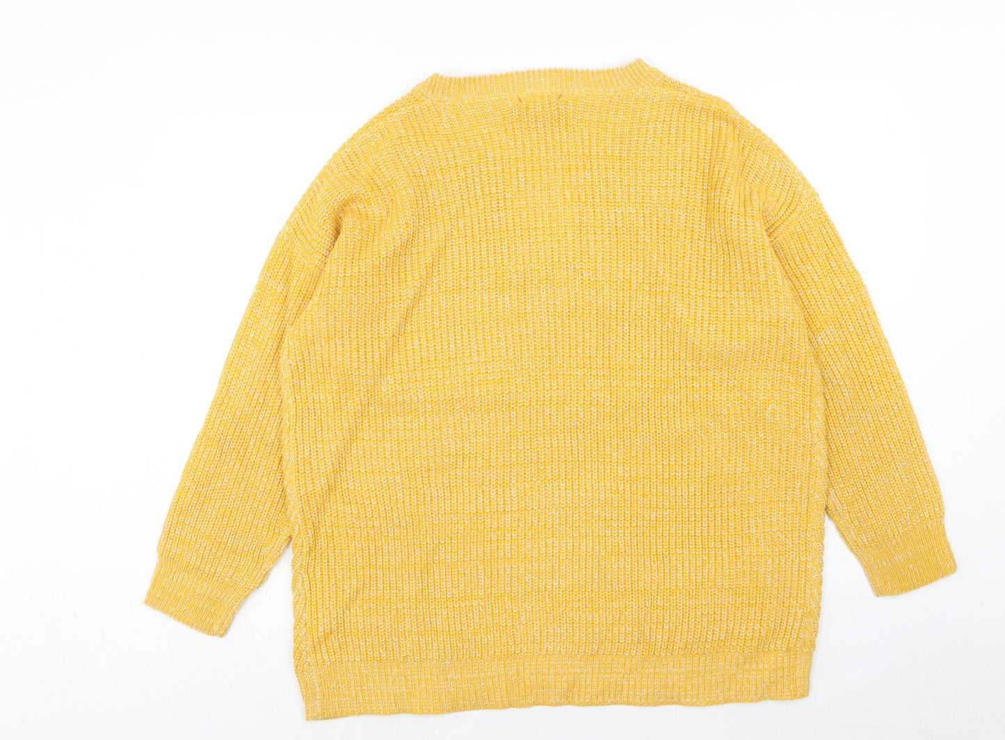 JD Wiliams Womens Yellow V-Neck Acrylic Pullover Jumper Size M - Size 18-22