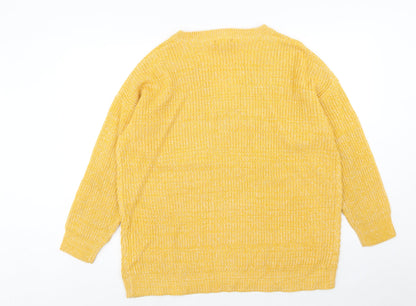 JD Wiliams Womens Yellow V-Neck Acrylic Pullover Jumper Size M - Size 18-22