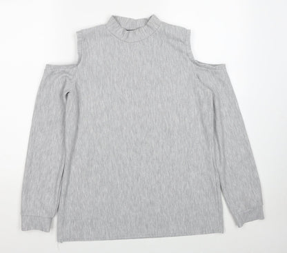 Very Womens Grey Polyester Pullover Sweatshirt Size 12 - Cold Shoulder
