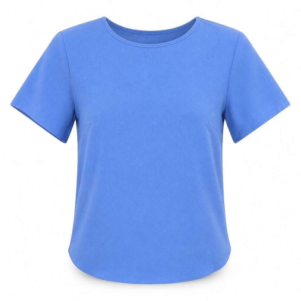 Atmosphere Womens Blue Polyester Basic T-Shirt Size 8 Round Neck - Open Back