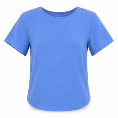 Atmosphere Womens Blue Polyester Basic T-Shirt Size 8 Round Neck - Open Back