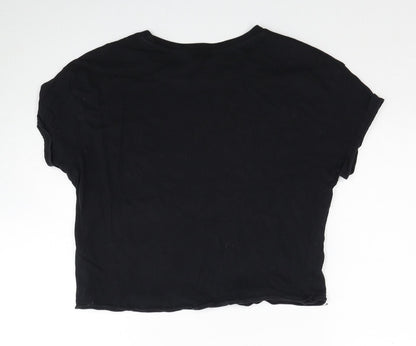 New Look Girls Black Cotton Jersey T-Shirt Size 14-15 Years Round Neck Pullover - Colorado Denver