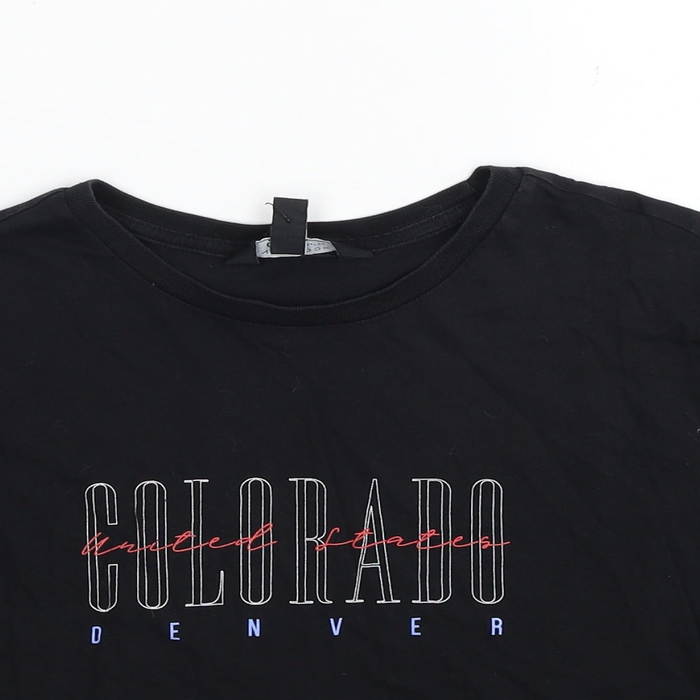 New Look Girls Black Cotton Jersey T-Shirt Size 14-15 Years Round Neck Pullover - Colorado Denver