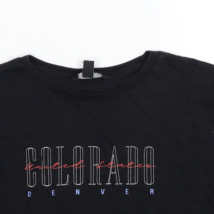 New Look Girls Black Cotton Jersey T-Shirt Size 14-15 Years Round Neck Pullover - Colorado Denver