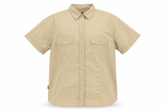 Granite Womens Beige Polyester Basic Button-Up Size 12 Collared