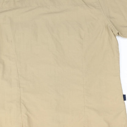 Granite Womens Beige Polyester Basic Button-Up Size 12 Collared