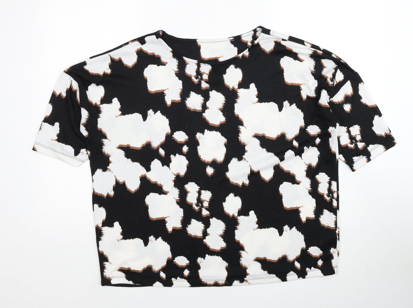 F&F Womens Black Boat Neck Geometric Polyester Pullover Jumper Size 14