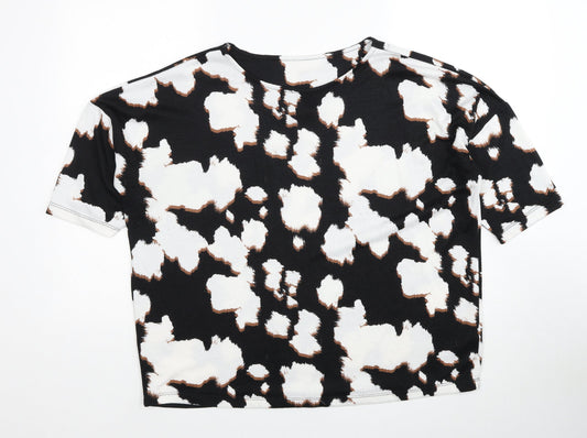 F&F Womens Black Boat Neck Geometric Polyester Pullover Jumper Size 14