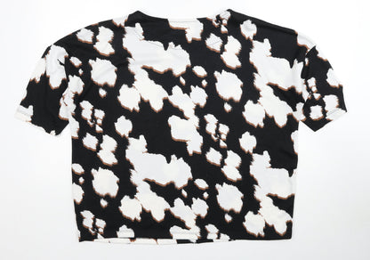 F&F Womens Black Boat Neck Geometric Polyester Pullover Jumper Size 14