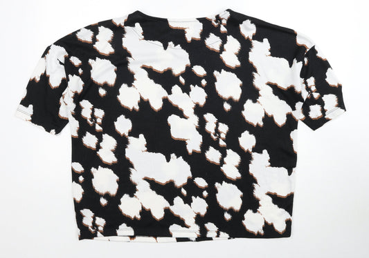 F&F Womens Black Boat Neck Geometric Polyester Pullover Jumper Size 14