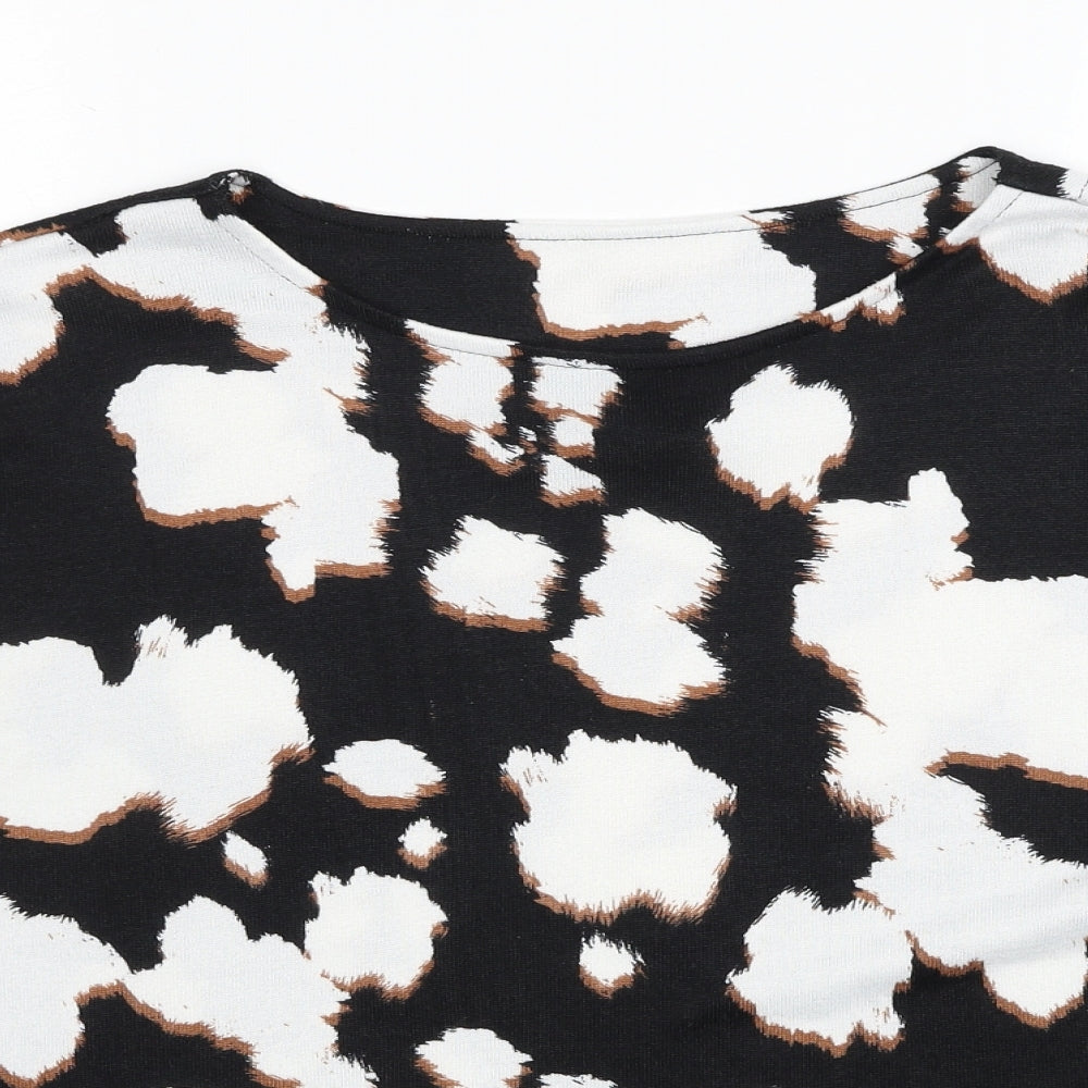 F&F Womens Black Boat Neck Geometric Polyester Pullover Jumper Size 14