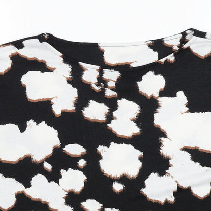 F&F Womens Black Boat Neck Geometric Polyester Pullover Jumper Size 14