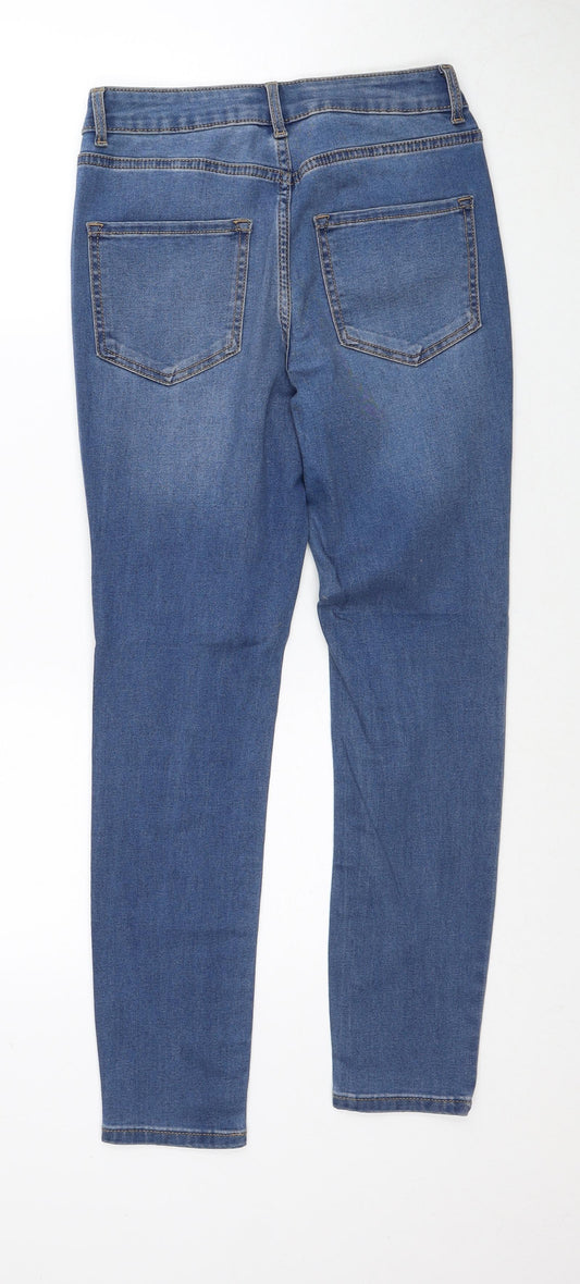 Denim & Co. Womens Blue Cotton Straight Jeans Size 10 Regular Zip