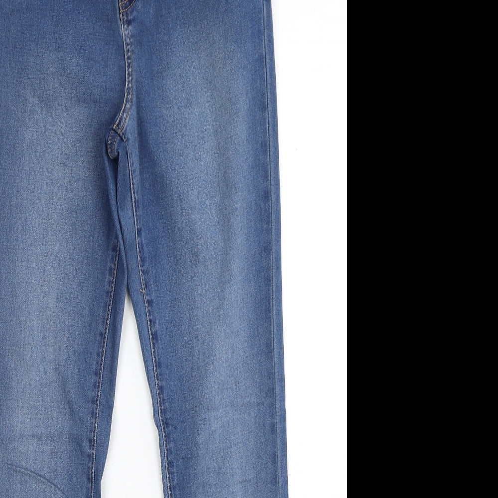 Denim & Co. Womens Blue Cotton Straight Jeans Size 10 Regular Zip