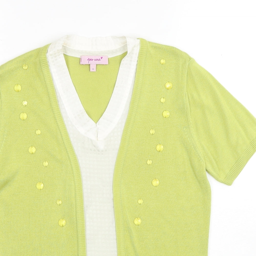 Womens UK Size 10 Per Una Green Pullover Jumper