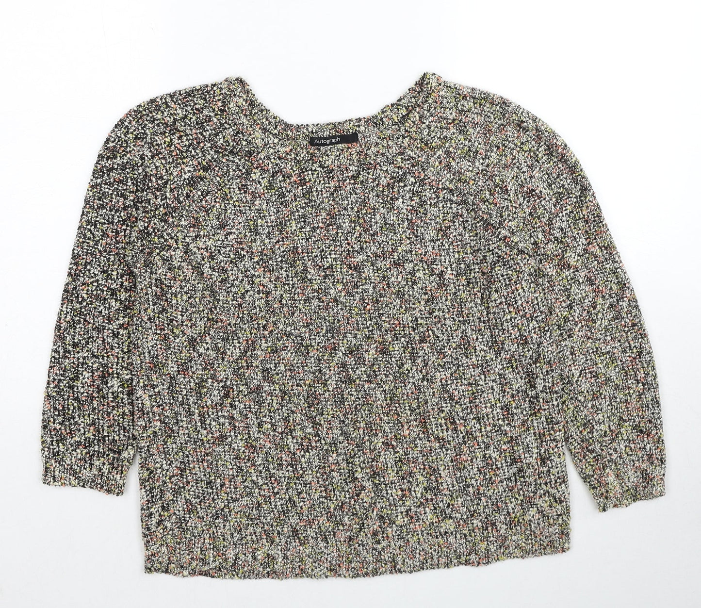 Autograph Womens Multicoloured Round Neck Cotton Pullover Jumper Size 12