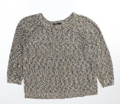 Autograph Womens Multicoloured Round Neck Cotton Pullover Jumper Size 12