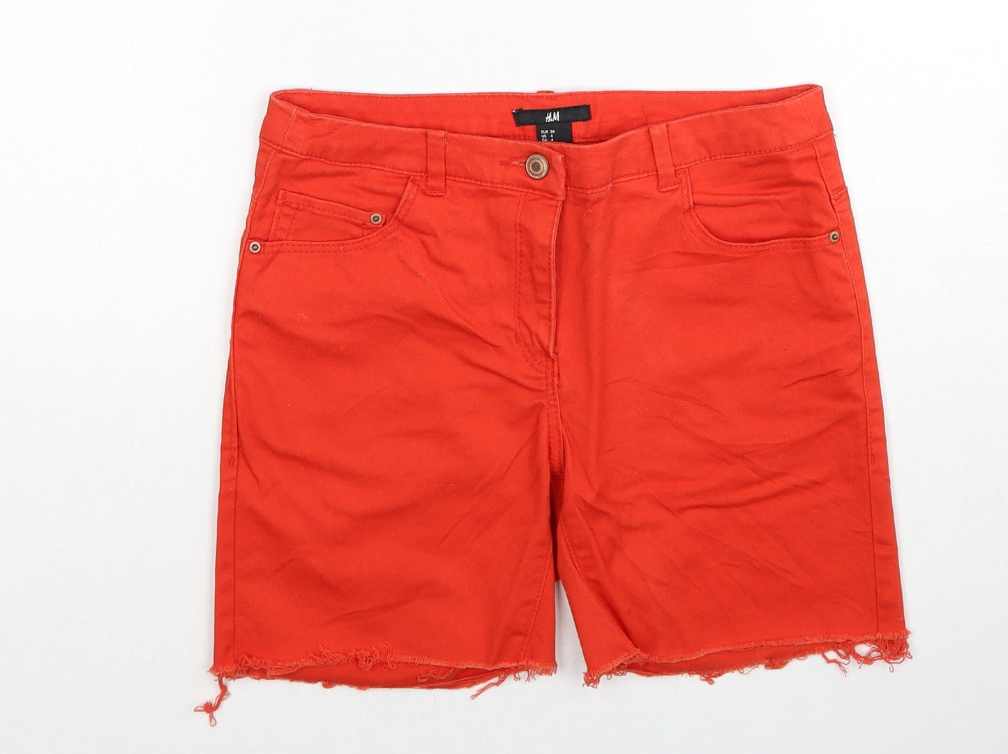 Divided by H&M Womens Red Cotton Bermuda Shorts Size 6 Regular Zip