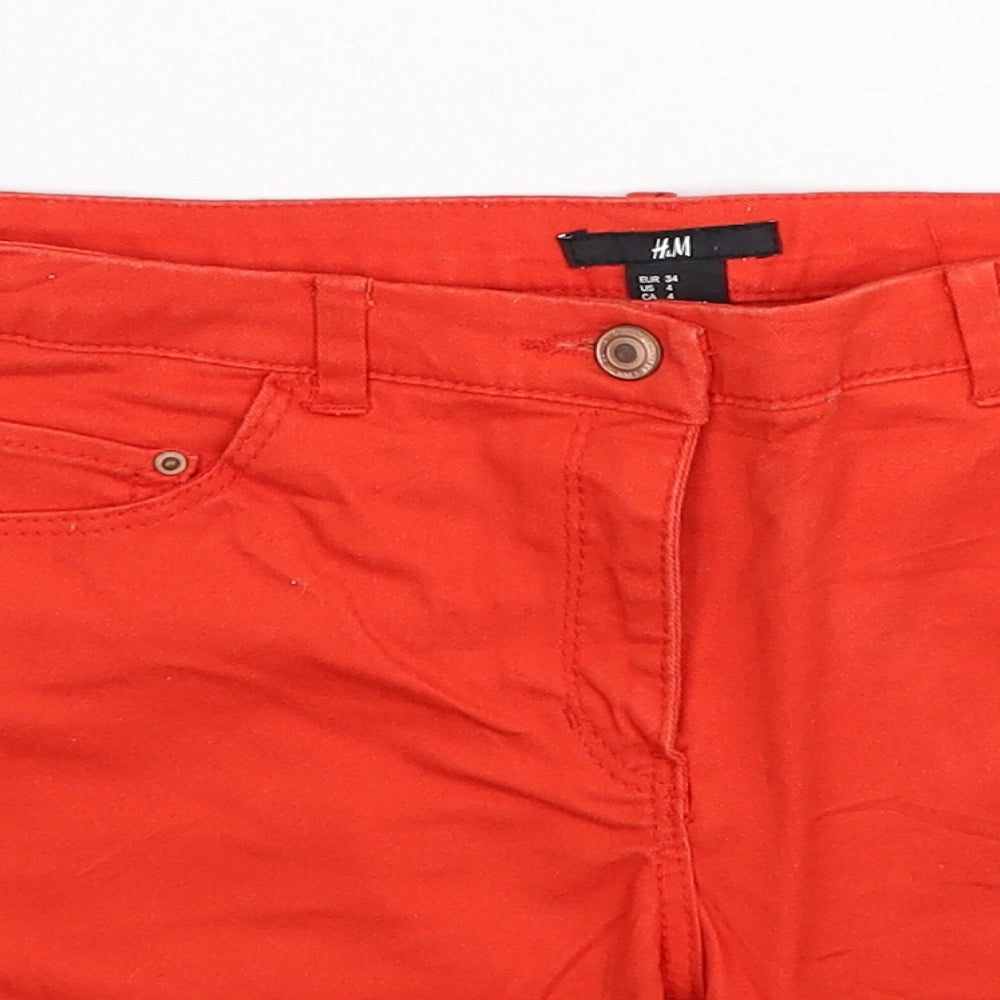 Divided by H&M Womens Red Cotton Bermuda Shorts Size 6 Regular Zip