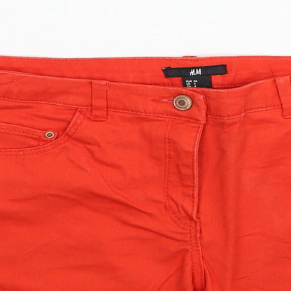 Divided by H&M Womens Red Cotton Bermuda Shorts Size 6 Regular Zip