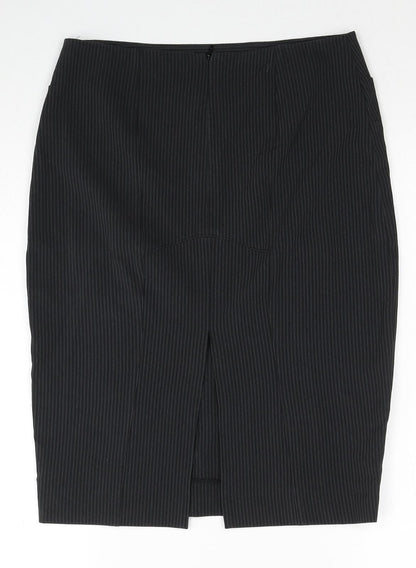 MK One Womens Grey Striped Polyester Straight & Pencil Skirt Size 8 Zip
