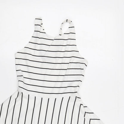 FACTORIE Womens White Striped Cotton Skater Dress Size XS Round Neck Pullover