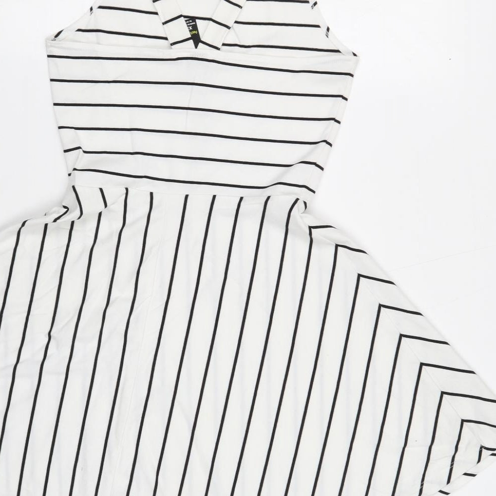 FACTORIE Womens White Striped Cotton Skater Dress Size XS Round Neck Pullover