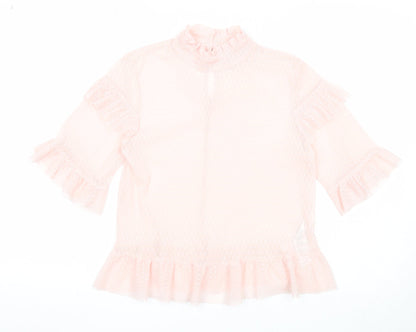 Miss Selfridge Womens Pink Polyester Basic Blouse Size 8 Mock Neck