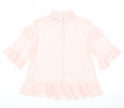 Miss Selfridge Womens Pink Polyester Basic Blouse Size 8 Mock Neck