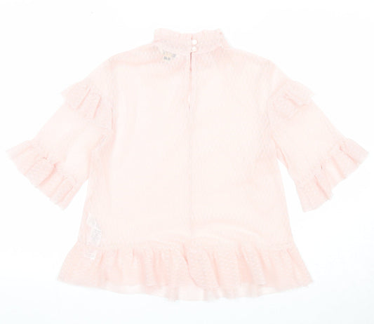 Miss Selfridge Womens Pink Polyester Basic Blouse Size 8 Mock Neck