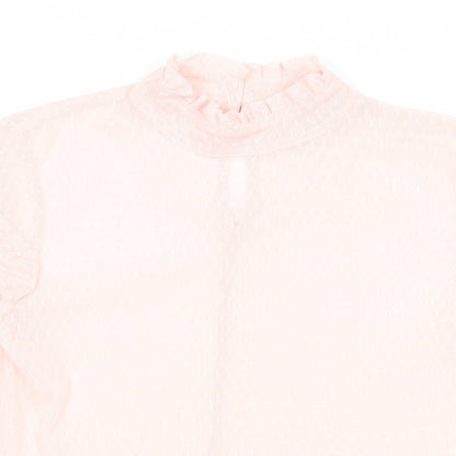 Miss Selfridge Womens Pink Polyester Basic Blouse Size 8 Mock Neck