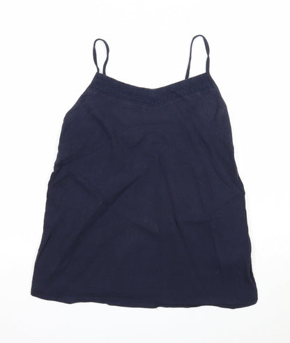 Papaya Womens Blue Cotton Basic Tank Size 8 V-Neck