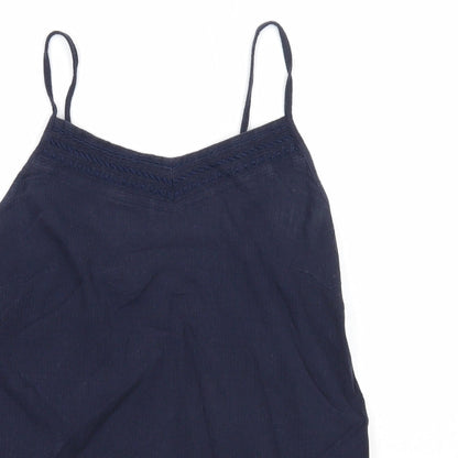 Papaya Womens Blue Cotton Basic Tank Size 8 V-Neck