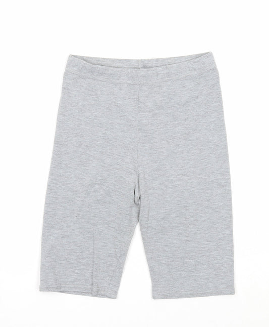 PRETTYLITTLETHING Womens Grey Viscose Biker Shorts Size 8 Regular Pull On