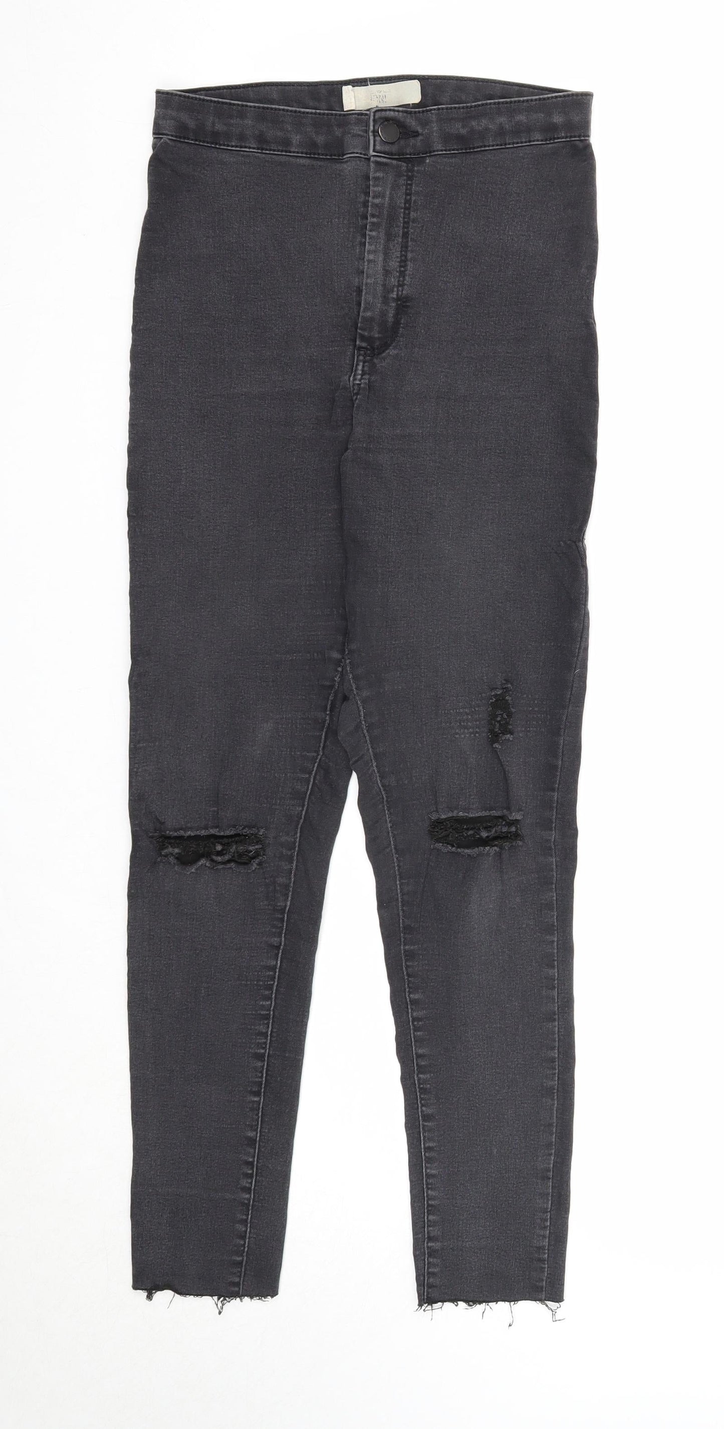 Topshop Womens Black Cotton Skinny Jeans Size 28 in L30 in Regular Zip