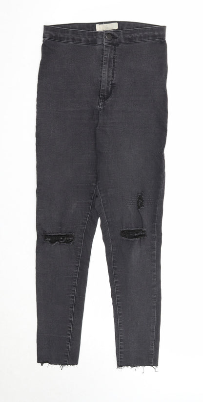 Topshop Womens Black Cotton Skinny Jeans Size 28 in L30 in Regular Zip