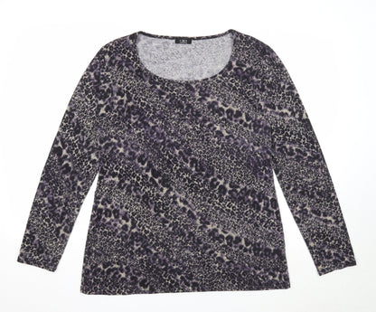CMD Womens Multicoloured Animal Print Polyester Basic T-Shirt Size L Round Neck