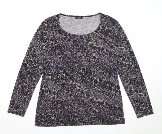 CMD Womens Multicoloured Animal Print Polyester Basic T-Shirt Size L Round Neck