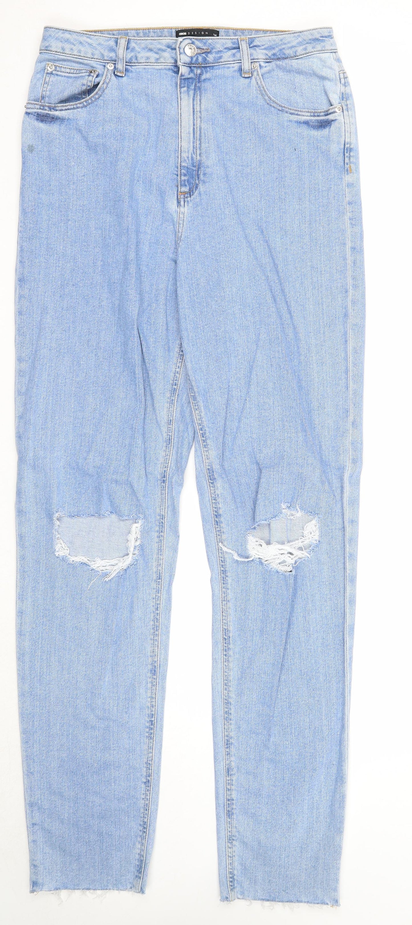 ASOS Mens Blue Cotton Straight Jeans Size 32 in L36 in Regular Zip